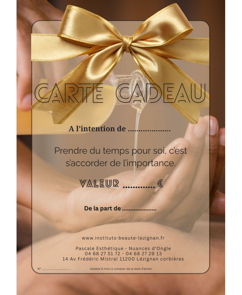 Carte Cadeau Soins, choisissez votre montant