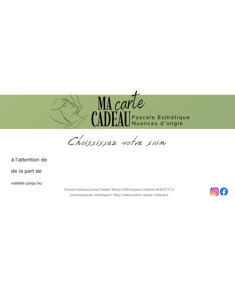 Carte Cadeau Soins, choisissez votre soin