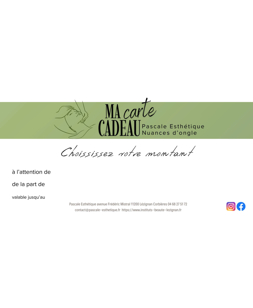 Carte Cadeau Soins, choisissez votre montant
